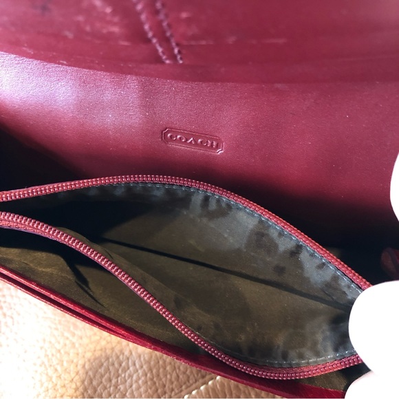 COACH Hampton Signature C Canvas and Red Crimson TriFold Wallet Vintage Rare - Picture 6 of 13